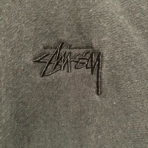 Stussy black on black embroidered hoodie